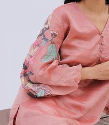 Pink Linen Kurta And Pant Set