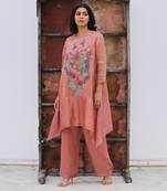 Peach Linen Kurta Set