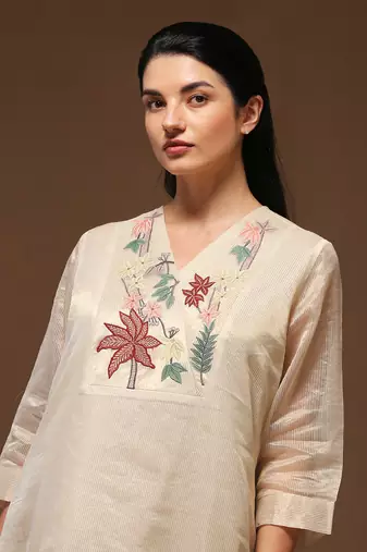 Ivory Linen Kurta Set