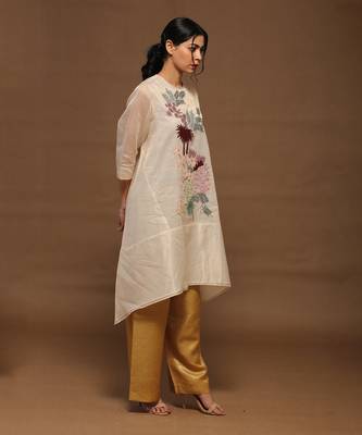 Ivory Linen Kurta And Top Set 1