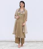 Brown Linen Kurta Set