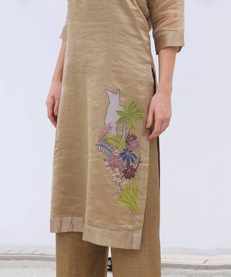 Brown Linen Kurta Set 2