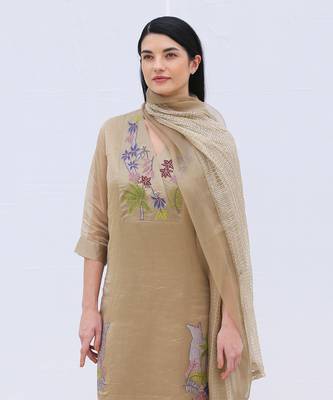 Brown Linen Kurta Set 3
