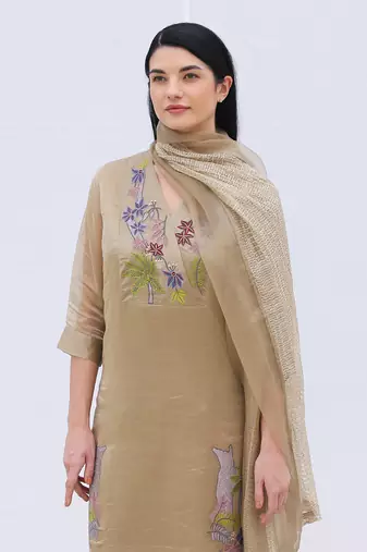 Brown Linen Kurta Set