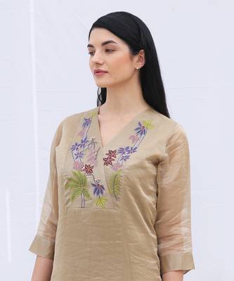Brown Linen Kurta Set 4