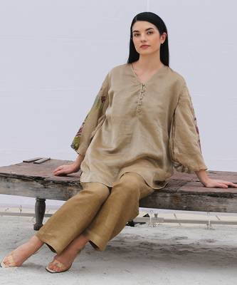 Brown Linen Two Piece Set 3