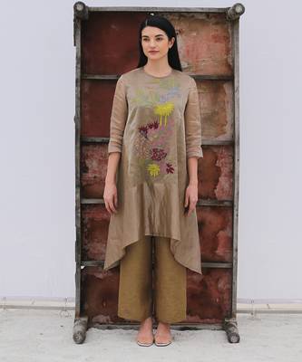 Brown Linen Kurta Set 1