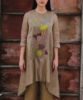 Brown Linen Kurta Set 2