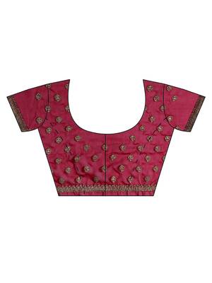 Red embroidered georgette saree with blouse 6