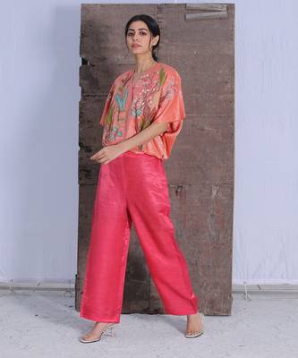 Pink Linen Shirt And Pant Set 1