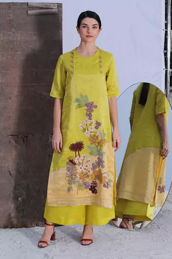 Mustard Silk Kurta Set