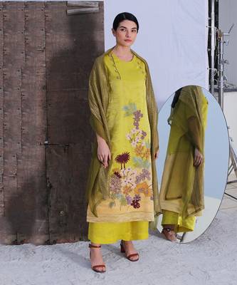 Mustard Silk Kurta Set 1