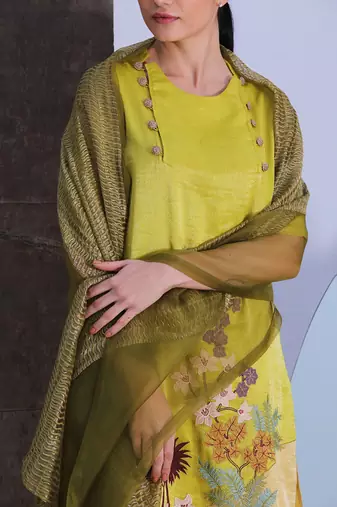 Mustard Silk Kurta Set