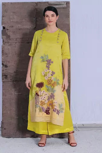 Mustard Silk Kurta Set