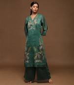 Green Linen Silk Kurta Set