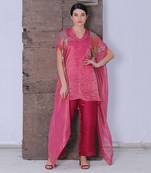 Rose Pink Ruffled Tunic And Pant Set