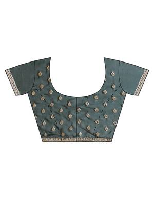 Green embroidered georgette saree with blouse 5