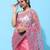 Dark pink embroidered net saree with blouse