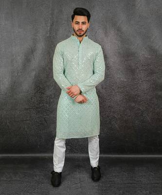 Mint Georgette Kurta 1