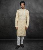Light Yellow Embroidered Kurta