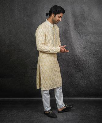 Light Yellow Embroidered Kurta 2