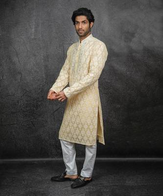 Light Yellow Embroidered Kurta 3
