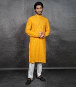 Mustard Embroidered Kurta