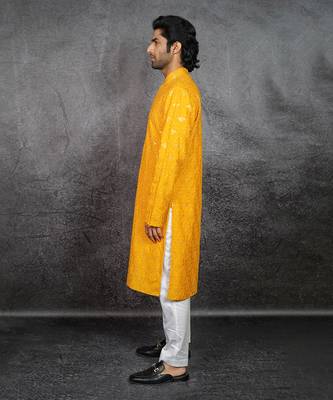 Mustard Embroidered Kurta 2
