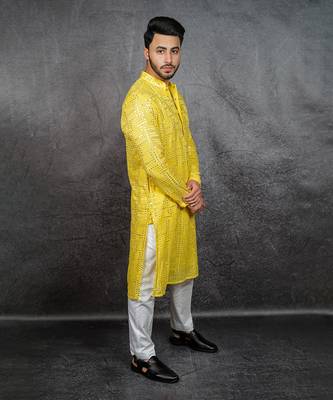 Yellow Georgette Kurta 3