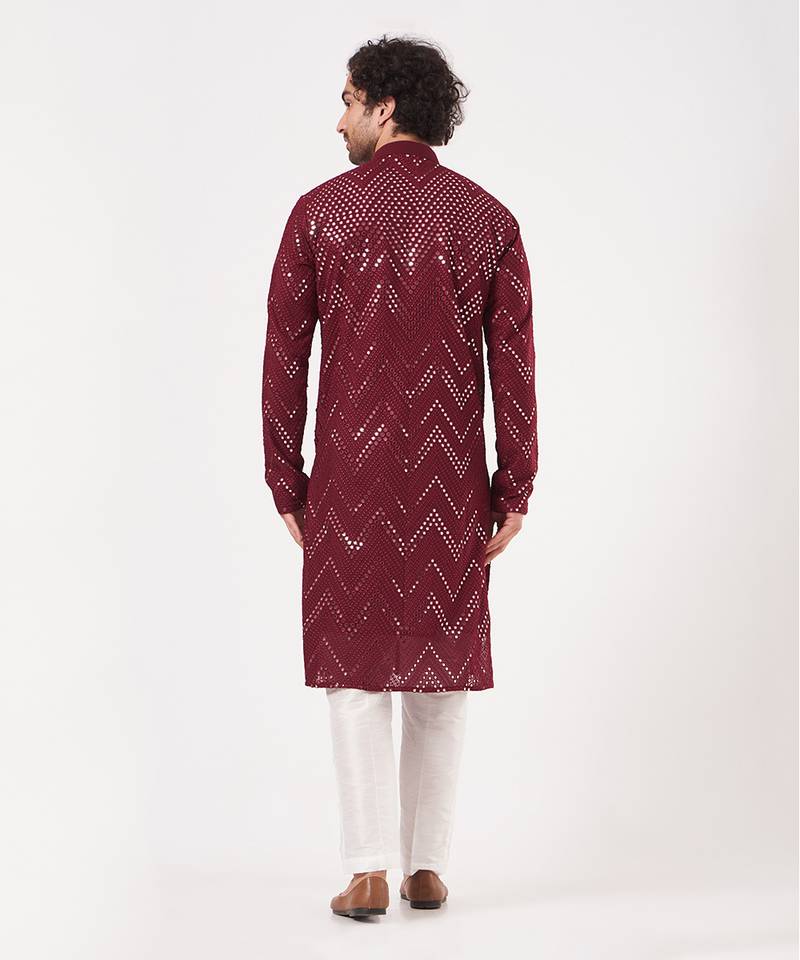 Maroon Georgette Kurta