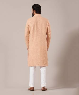 Peach Chikankari Embroidered Kurta 2