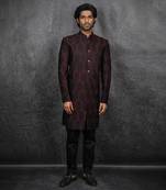 Black Slub Silk Indowestern Bandhgala Jacket