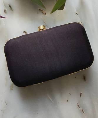 Black Dabka Leaf Hand Embroidered Clutch 3