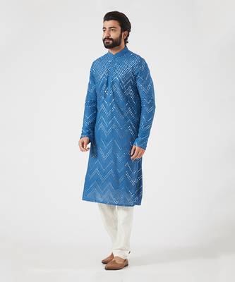 Cobalt Blue Georgette Kurta 1