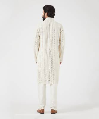 White Georgette Chikankari Kurta 2