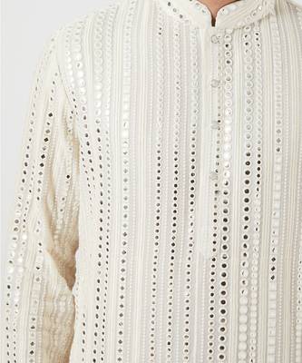 White Georgette Chikankari Kurta 3