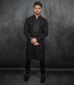 Black Hand Embroidered Kurta