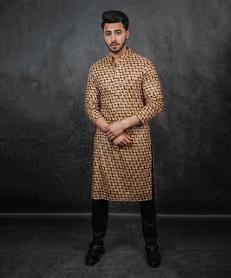 Yellow Printed & Embroidered Kurta 1