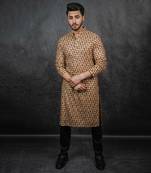 Yellow Printed & Embroidered Kurta