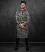 Blue Printed & Embroidered Kurta