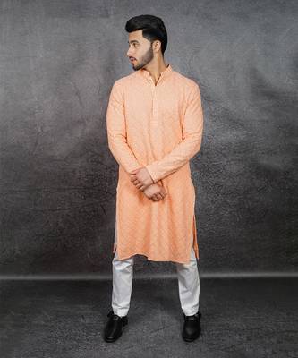 Peach Embroidered Kurta 2