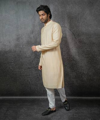 Cream Embroidered Kurta 3
