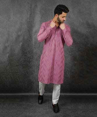 Dark Lavender Hand Pleated Kurta 3