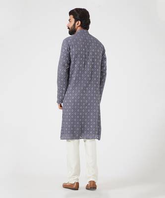 Slate Grey Chikankari Kurta 2