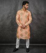 Peach Silk Kurta Set