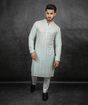 Aqua Chikankari Kurta 1