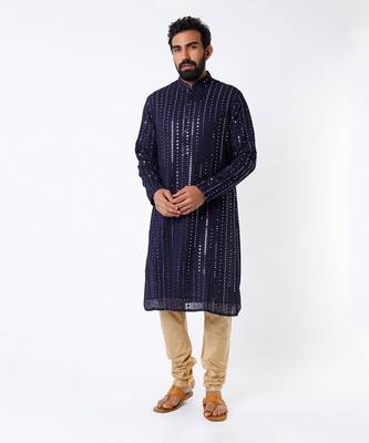 Midnight Blue Georgette Kurta 1