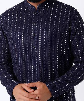 Midnight Blue Georgette Kurta 3