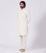 White Embroidered Sherwani Set
