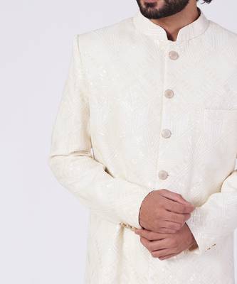 White Embroidered Sherwani Set 3